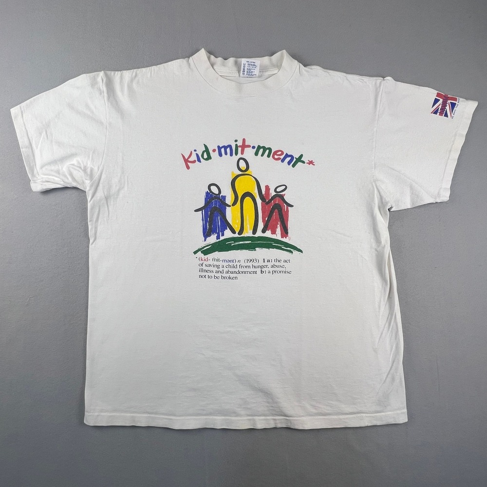 Vintage 1993 T-Shirt Mens XL Kid-mit-ment White Graham‎ Webb USA Made Delta Tee